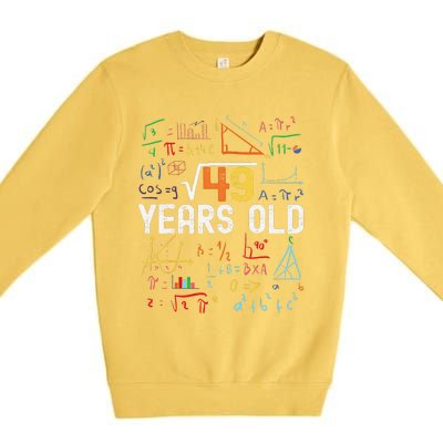 Square Root Of 49 7th Birthday 7 Years Old Birthday Premium Crewneck Sweatshirt