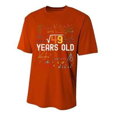 Square Root Of 49 7th Birthday 7 Years Old Birthday Performance Sprint T-Shirt