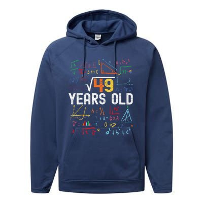 Square Root Of 49 7th Birthday 7 Years Old Birthday Performance Fleece Hoodie