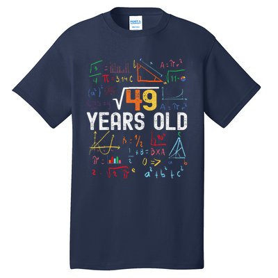 Square Root Of 49 7th Birthday 7 Years Old Birthday Tall T-Shirt