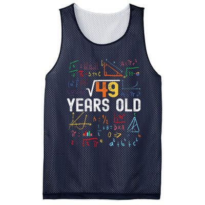 Square Root Of 49 7th Birthday 7 Years Old Birthday Mesh Reversible Basketball Jersey Tank