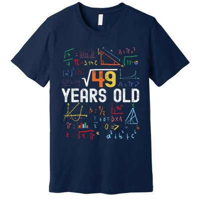 Square Root Of 49 7th Birthday 7 Years Old Birthday Premium T-Shirt