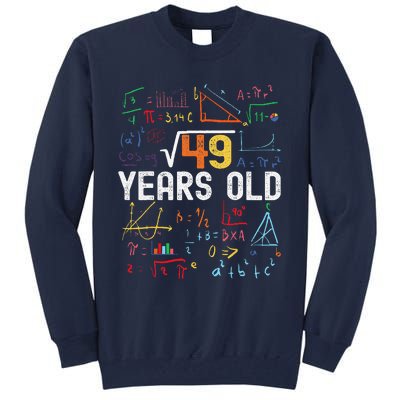 Square Root Of 49 7th Birthday 7 Years Old Birthday Tall Sweatshirt