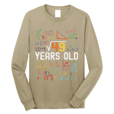 Square Root Of 49 7th Birthday 7 Years Old Birthday Long Sleeve Shirt