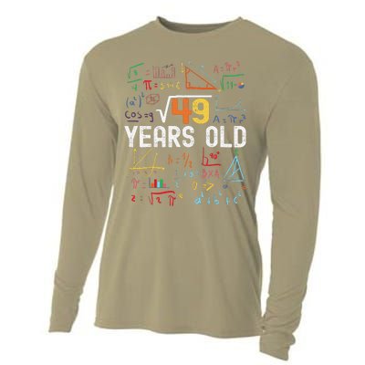 Square Root Of 49 7th Birthday 7 Years Old Birthday Cooling Performance Long Sleeve Crew