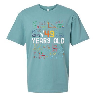 Square Root Of 49 7th Birthday 7 Years Old Birthday Sueded Cloud Jersey T-Shirt