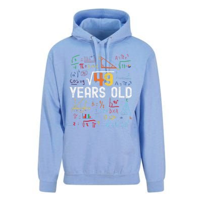 Square Root Of 49 7th Birthday 7 Years Old Birthday Unisex Surf Hoodie