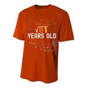 Square Root Of 81 9th Birthday 9 Years Old Birthday Performance Sprint T-Shirt