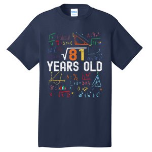 Square Root Of 81 9th Birthday 9 Years Old Birthday Tall T-Shirt