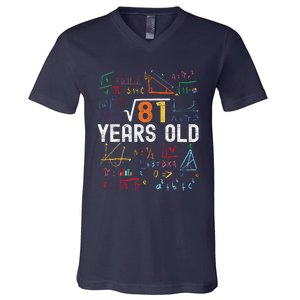 Square Root Of 81 9th Birthday 9 Years Old Birthday V-Neck T-Shirt