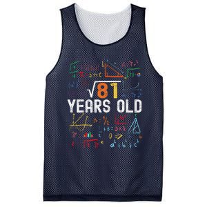 Square Root Of 81 9th Birthday 9 Years Old Birthday Mesh Reversible Basketball Jersey Tank