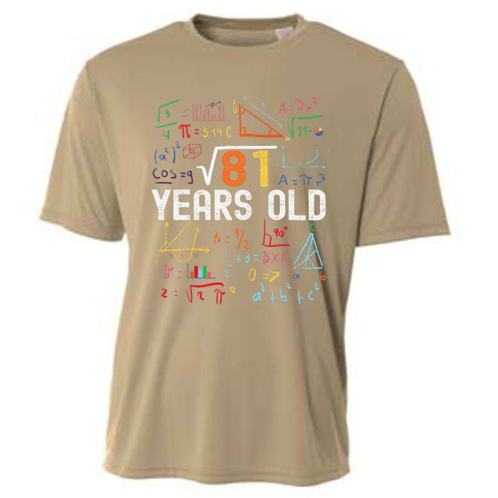 Square Root Of 81 9th Birthday 9 Years Old Birthday Cooling Performance Crew T-Shirt