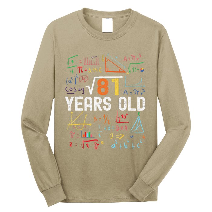 Square Root Of 81 9th Birthday 9 Years Old Birthday Long Sleeve Shirt