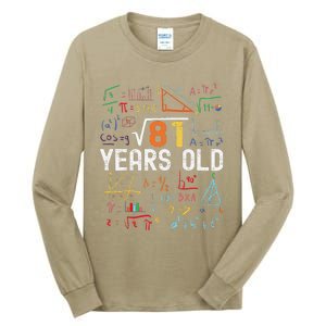 Square Root Of 81 9th Birthday 9 Years Old Birthday Tall Long Sleeve T-Shirt