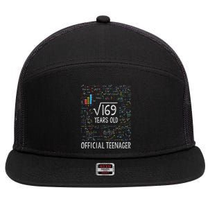 Square Root Of 169 13 Years Old Nager Birthday 7 Panel Mesh Trucker Snapback Hat