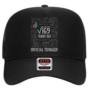 Square Root Of 169 13 Years Old Nager Birthday High Crown Mesh Back Trucker Hat