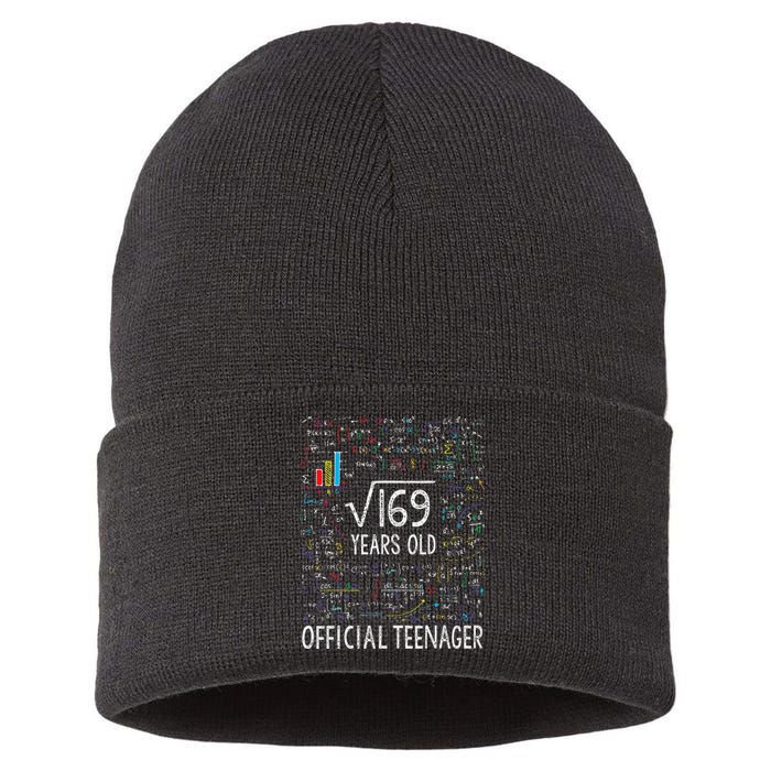 Square Root Of 169 13 Years Old Nager Birthday Sustainable Knit Beanie