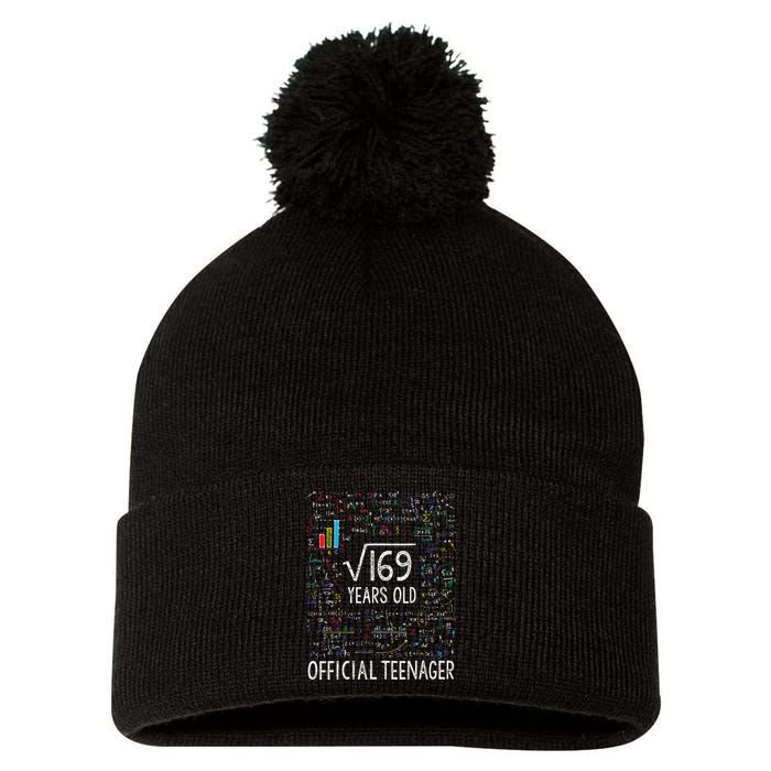 Square Root Of 169 13 Years Old Nager Birthday Pom Pom 12in Knit Beanie