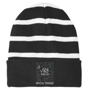 Square Root Of 169 13 Years Old Nager Birthday Striped Beanie with Solid Band