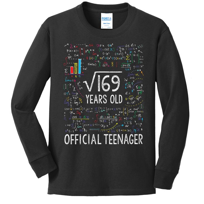 Square Root Of 169 13 Years Old Nager Birthday Kids Long Sleeve Shirt