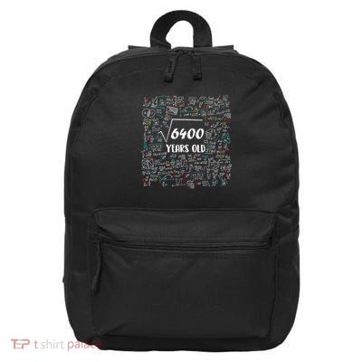 Square Root Of 6400 Bday Math 80th Birthday 80 Years Old 16 in Basic Backpack