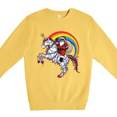 Santa Riding On Unicorn Christmas Gift Great Gift Premium Crewneck Sweatshirt