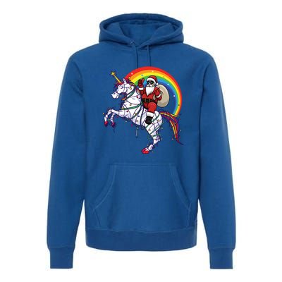 Santa Riding On Unicorn Christmas Gift Great Gift Premium Hoodie