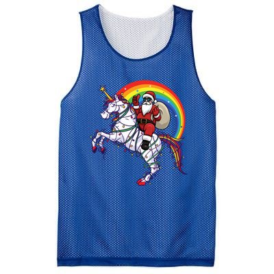 Santa Riding On Unicorn Christmas Gift Great Gift Mesh Reversible Basketball Jersey Tank