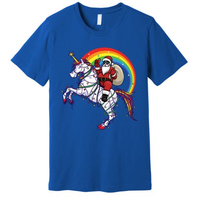 Santa Riding On Unicorn Christmas Gift Great Gift Premium T-Shirt