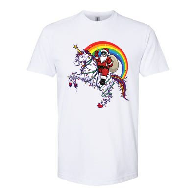 Santa Riding On Unicorn Christmas Gift Great Gift Softstyle CVC T-Shirt