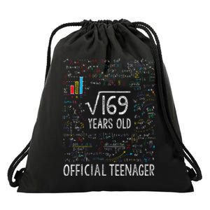 Square Root Of 169 13 Years Old Of.ficial Teenager Birthday Drawstring Bag