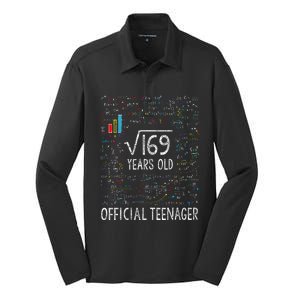 Square Root Of 169 13 Years Old Of.ficial Teenager Birthday Silk Touch Performance Long Sleeve Polo