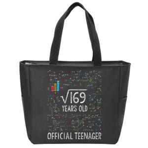 Square Root Of 169 13 Years Old Of.ficial Teenager Birthday Zip Tote Bag