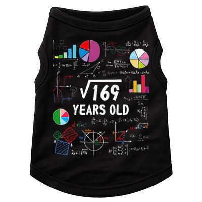 Square Root Of 169 13th Birthday 13 Year Old Math Nerd Doggie Tank