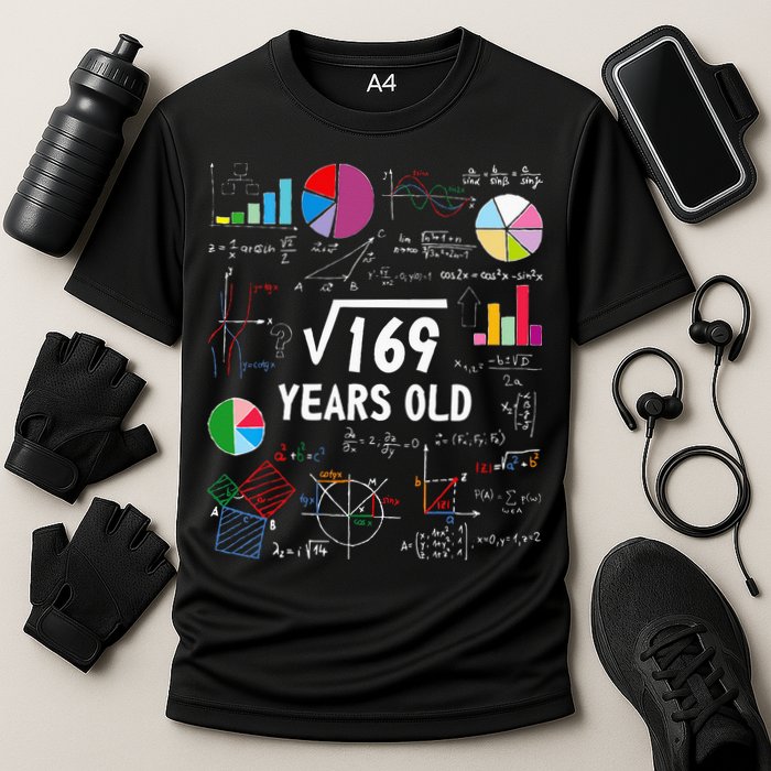 Square Root Of 169 13th Birthday 13 Year Old Math Nerd Performance Shirt