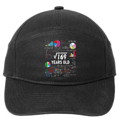 Square Root Of 169 13th Birthday 13 Year Old Math Nerd 7-Panel Snapback Hat
