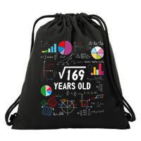 Square Root Of 169 13th Birthday 13 Year Old Math Nerd Drawstring Bag