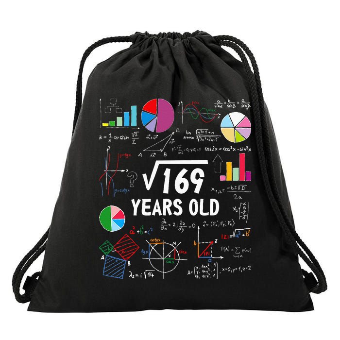 Square Root Of 169 13th Birthday 13 Year Old Math Nerd Drawstring Bag