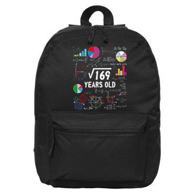Square Root Of 169 13th Birthday 13 Year Old Math Nerd 16 in Basic Backpack