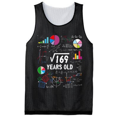 Square Root Of 169 13th Birthday 13 Year Old Math Nerd Mesh Reversible Basketball Jersey Tank