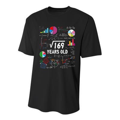 Square Root Of 169 13th Birthday 13 Year Old Math Nerd Youth Performance Sprint T-Shirt