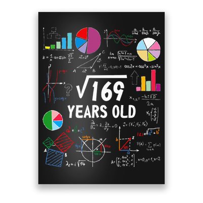 Square Root Of 169 13th Birthday 13 Year Old Math Nerd Poster