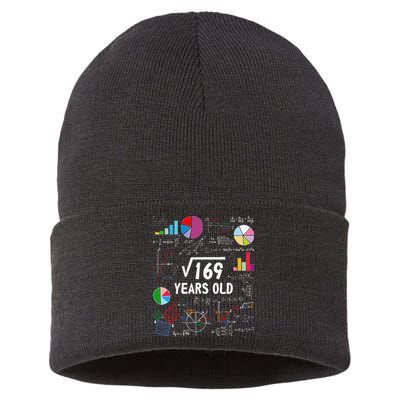Square Root Of 169 13th Birthday 13 Year Old Math Nerd Sustainable Knit Beanie