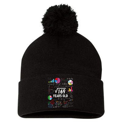 Square Root Of 169 13th Birthday 13 Year Old Math Nerd Pom Pom 12in Knit Beanie