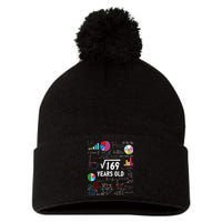 Square Root Of 169 13th Birthday 13 Year Old Math Nerd Pom Pom 12in Knit Beanie