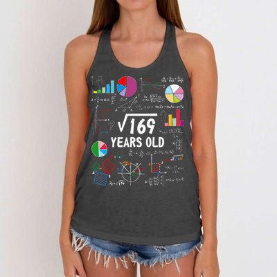 Square Root Of 169 13th Birthday 13 Year Old Math Nerd Women's Knotted Racerback Tank
