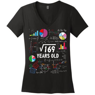 Square Root Of 169 13th Birthday 13 Year Old Math Nerd Women's V-Neck T-Shirt