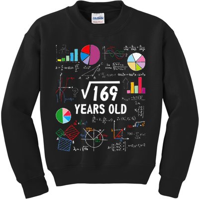 Square Root Of 169 13th Birthday 13 Year Old Math Nerd Kids Sweatshirt