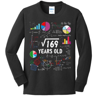 Square Root Of 169 13th Birthday 13 Year Old Math Nerd Kids Long Sleeve Shirt