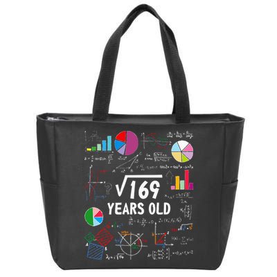 Square Root Of 169 13th Birthday 13 Year Old Math Nerd Zip Tote Bag